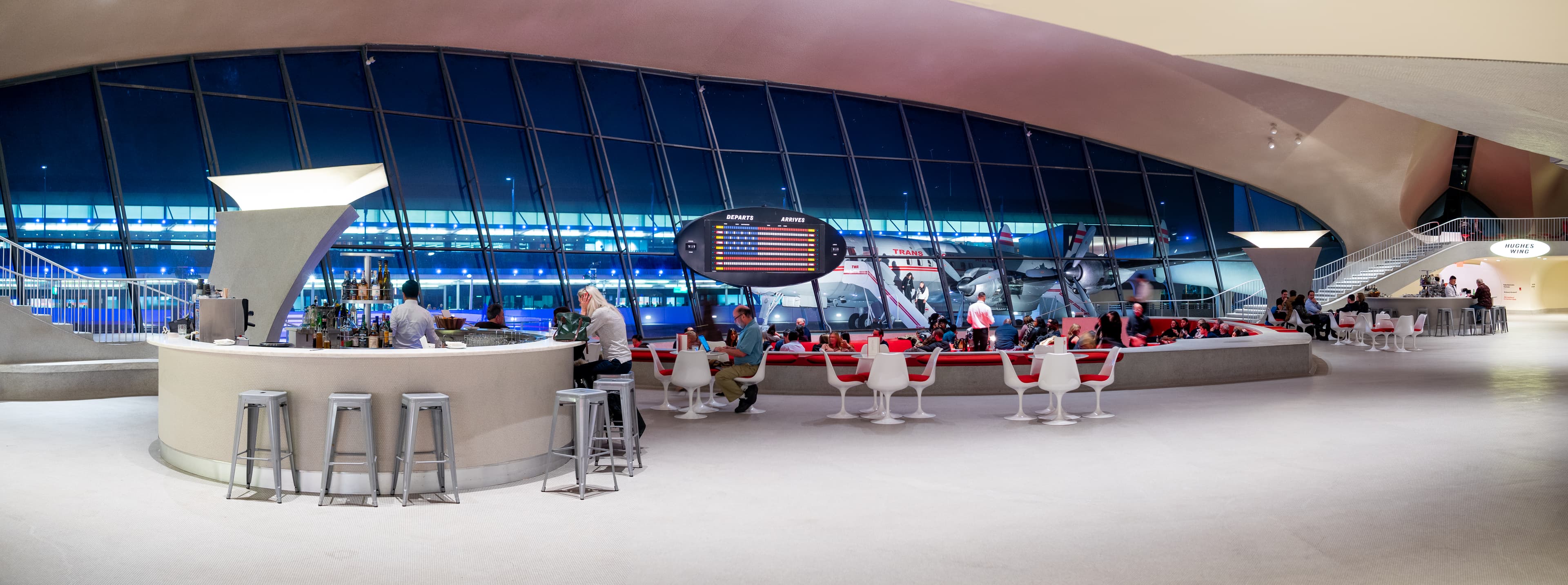 Sunken lounge interior of the TWA Flight Center at JFK Airport
