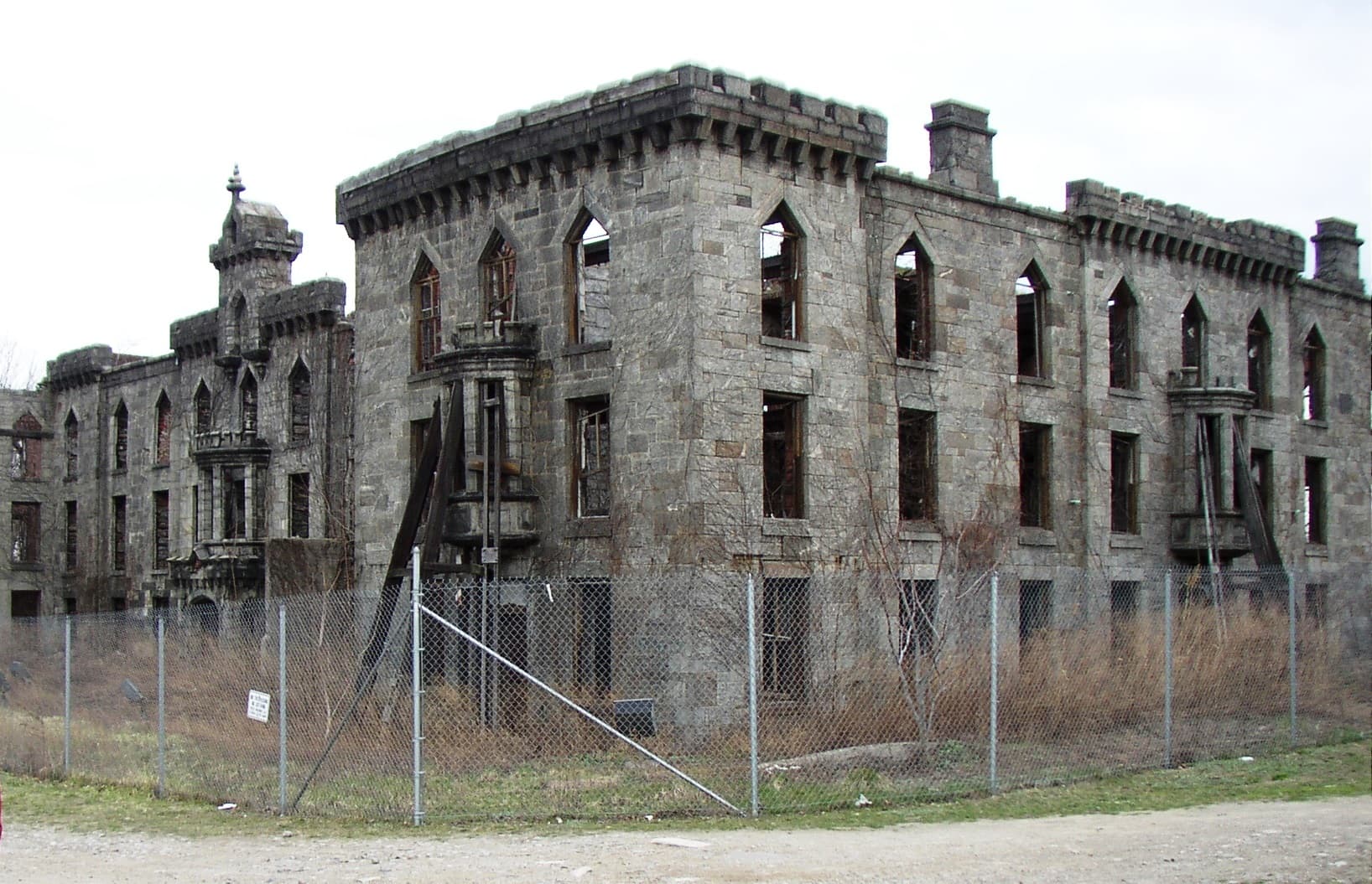 The Gothic Revival ruin of the Renwick Smallpox Hospital on Roosevelt Island